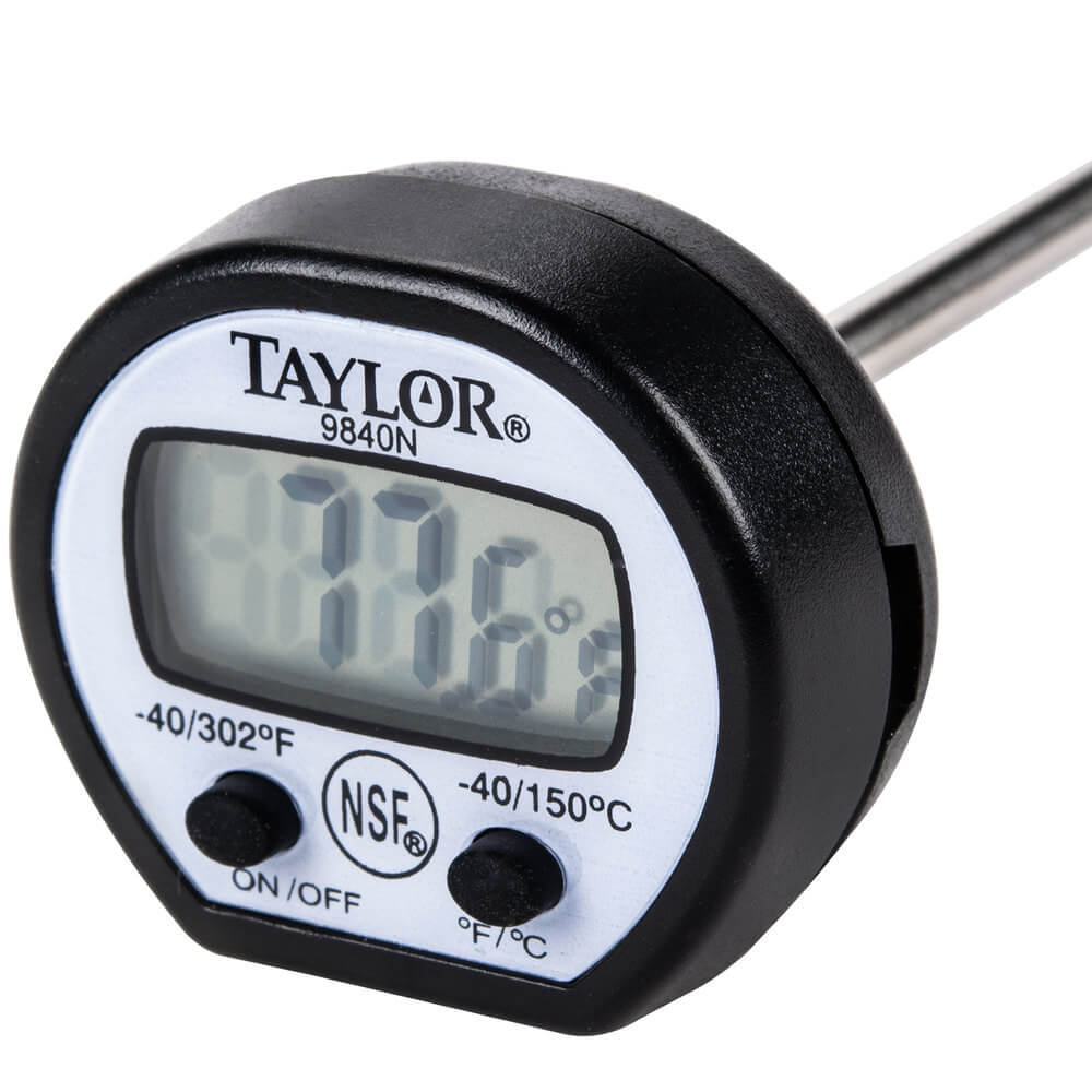 Taylor 9840RB 4 5/8" Digital Pocket Probe Thermometer with Rubber Boot